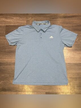 Adidas Polo Shirt Golf Short Sleeve Logo Light Blue Men’s Large